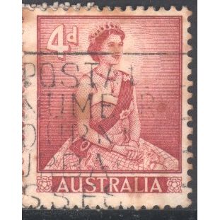 Australia 1959 - SG313 - 4d red - Queen Elizabeth 11 - used