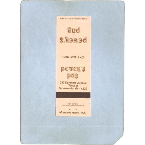 New York Tonawanda Matchcover Peter's Pub 337 Kenmore Ave ny_box4~2426