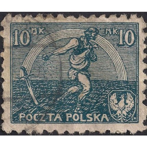 POLAND, Sowing Man, blue 1921, 10 Gr, #2