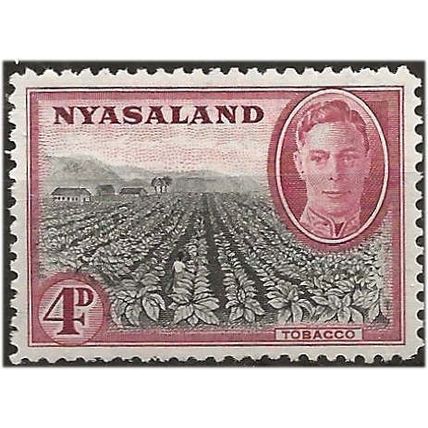 Nyasaland 1945 SG149 4d Black & Claret Mounted Mint ..