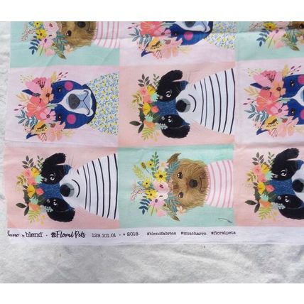 Floral Pets Dogs Fabric Material by Blend Mia Charro 23 x 41 Inch Flowers