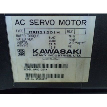 KAWASAKI MRM21201H AC SERVO MOTOR 3000rpm,(PLASTIC DAMAGED),BS