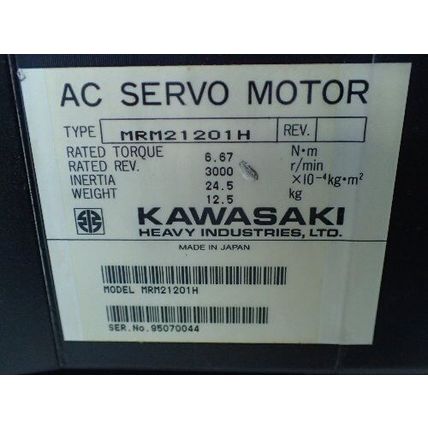 KAWASAKI MRM21201H AC SERVO MOTOR 3000rpm,(PLASTIC DAMAGED),BS