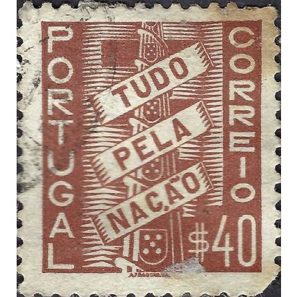 PORTUGAL, All for the nation, brown 1935, 1,60Esc, #3