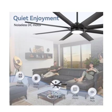 Breezary Archer 72" Integrated LED Indoor Matte Black Fan with Light & Remote