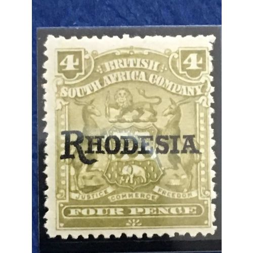 British South Africa Rhodesia KEVII 1909 4d Olive Mounted Mint MM SG 105 stamp