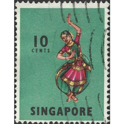 SINGAPORE, Baharatha Natyam, Indian Dance, blue-green 1968, 10c, #3