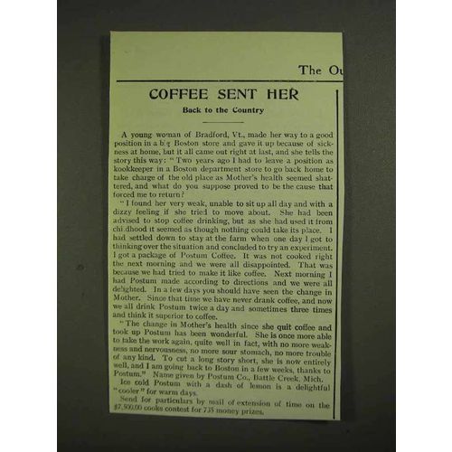 1903 Postum Coffee Ad - Coffee Sent Her Back to Country