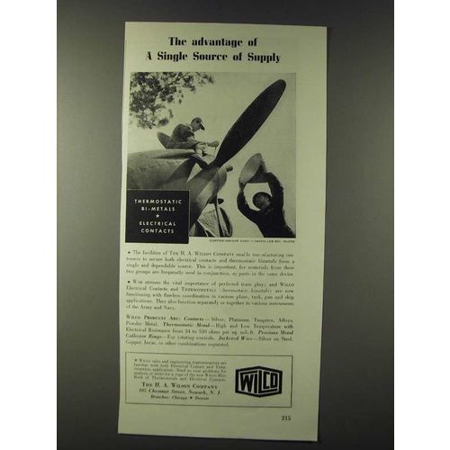 1943 Wilco Electrical Contacts and Thermometals Ad - Single Source of Supply