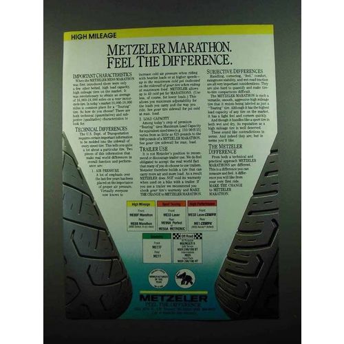 1989 Metzeler Tires Ad - Marathon Feel The Difference