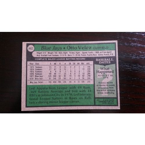 1979 Topps Card # 462 Otto Velez Excellent (5) Toronto Blue Jays