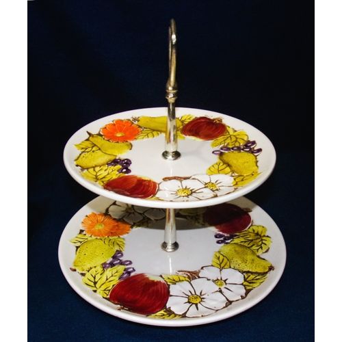 Lefton Country Garden two tier tidbit 6244 flowers fruit vintage good condition