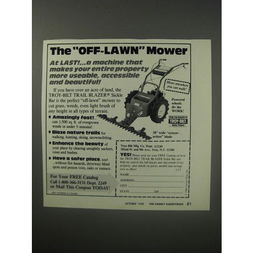 1990 Troy-Bilt Trail Blazer Ad - The off-lawn mower