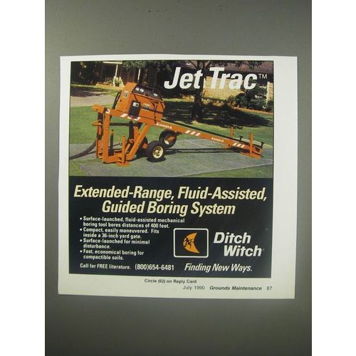 1990 Ditch Witch Jet Trac Ad - Extended-Range, Fluid-Assisted, Guided Boring