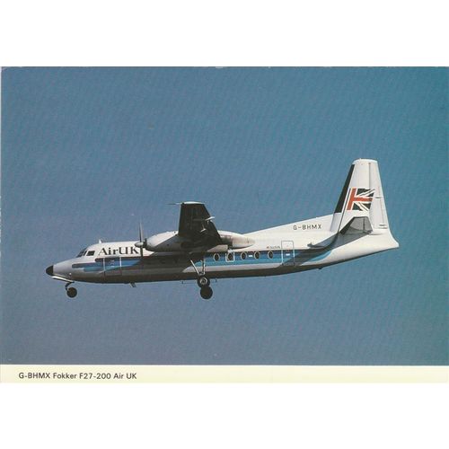 Air UK Fokker F27 Friendship Civil Aircraft Postcard (A20285)
