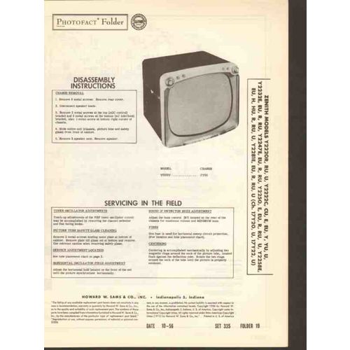 ZENITH chassis 17Y20 17Y22 television receiver Sams Photofact manual