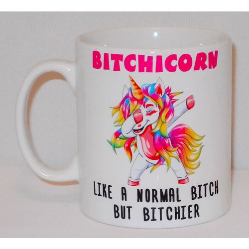 Bitchicorn Unicorn Mug Can Personalise Funny Rude Bitch Awesome Office Work Gift