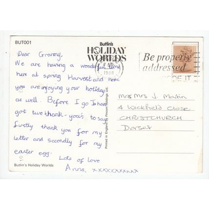 Butlins Holiday Worlds 1988 Postcard