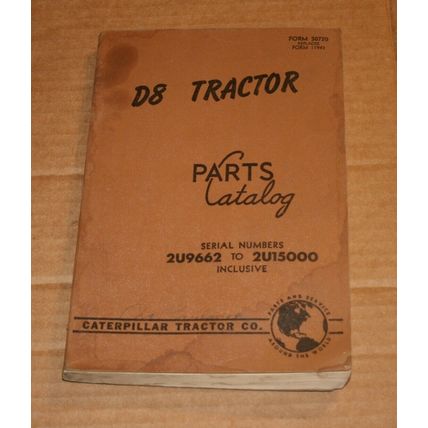 CAT Caterpillar D8 Tractor Parts Catalog Serial #2U9662 to 2U15000 30720