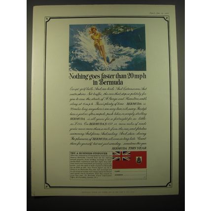1966 Bermuda Tourism Ad - Nothing goes faster than 20 mph in Bermuda