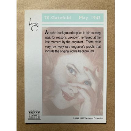 Varga Girls Pin-Ups Series 2 Base trading card # 70 (A) 1993 Alberto Vargas