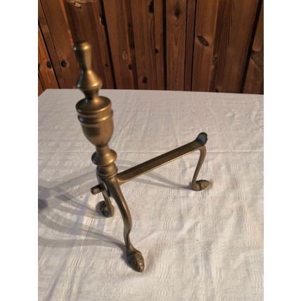 Antique / Vintage, Sold Brass, Urn Shape Open Fireplace Andiron / Fire Dog