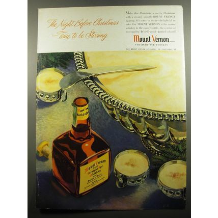 1951 Mount Vernon Straight Rye Whiskey Ad - The night before Christmas