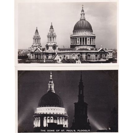 St Saint Pauls Dome Cathedral Floodlit 2x London Postcard s