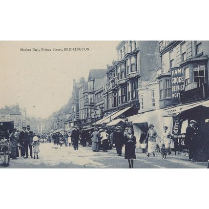 Market Day Bridlington Yorkshire Grocers Antique Postcard