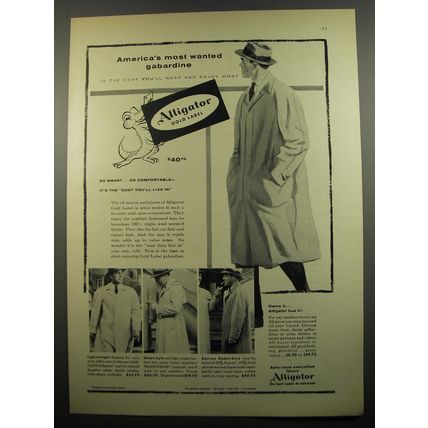 1955 Alligator Coats Ad - America's most wanted gabardine