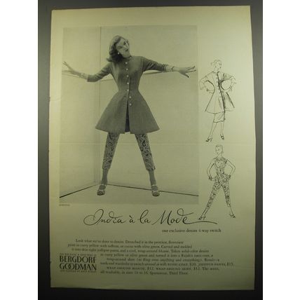 1955 Bergdorf Goodman Fashion Ad - India a la Mode