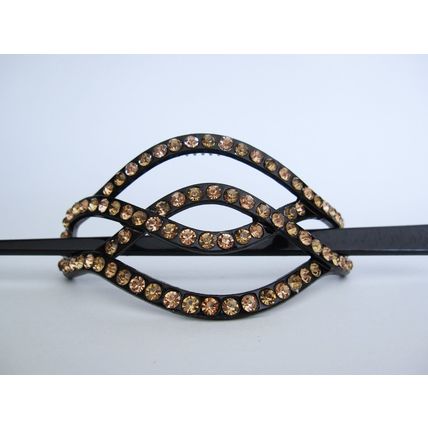 Gold crystal art deco black acrylic hair slide stick clip barrette
