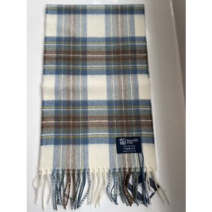 Johnstons of Elgin - Pure Cashmere Scarf (Muted Blue Dress Stewart) [BNWT]