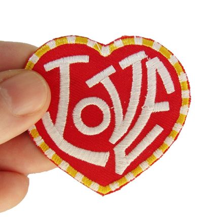 Heart LOVE Iron On Patch 6 cm x 6 cm Easy Iron Embroidered Badge Motif P632