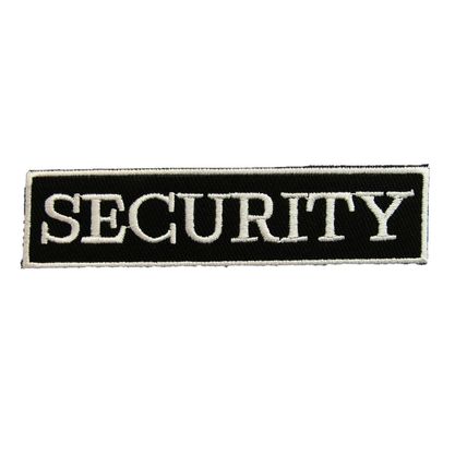 Security Iron On Patch 2.5x9.8 cm Easy Iron or Sew Black White Badge Motif P266