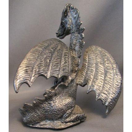 Vintage DRAGON HEART Pewter Dragon with Gold Heart Pewter Figurine TSR D&D