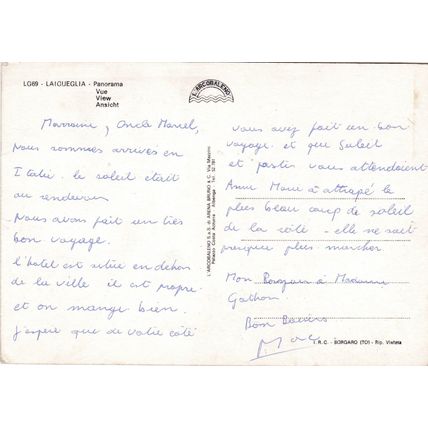 Laigueglia Italy Postcard used corner crease
