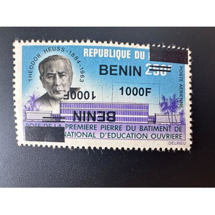 Bénin 2009 Mi. 1633 1000F surchargé DOUBLE tête-bêche Theodor Heuss BRD