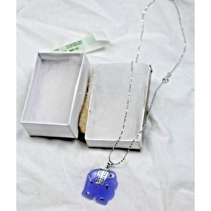 Purple elephant pendant with small green Emerald Like eye Italy silver & chain