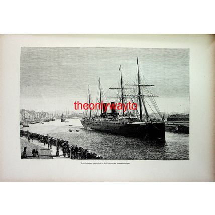 Gascogne, French Transatlantic Liner, Book Illustration (Print), 1895