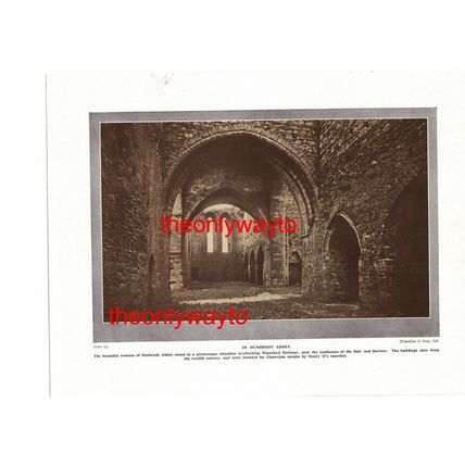 Dunbrody Abbey Interior, Wexford, Ireland, Book Illustration, c1920