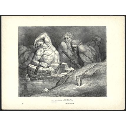 GIANTS - EPHIALTES 1903 Gustave Doré - Dante Alighieri ANTIQUE ENGRAVING