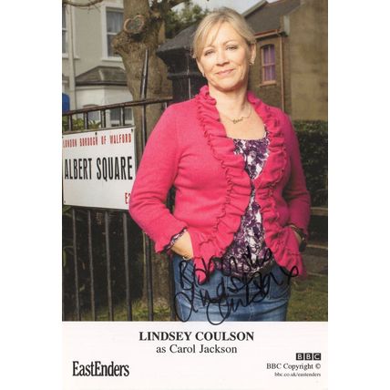 Lindsey Coulson as Carol Jackson BBC Eastenders Hand Signed Cast Card Photo