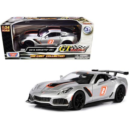 2019 Chevrolet Corvette ZR1 #2 Silver with Black and Orange Stripes "GT Racin...