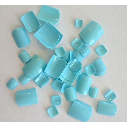 Baby Blue False Toe Nails Press On Square Full Cover Artificial Pedicure Set diy
