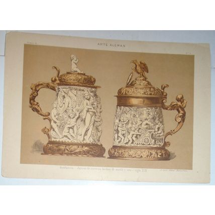 Arte Aleman - 4 lithographs lot circa 1890 by J. Seix, Barcelona.