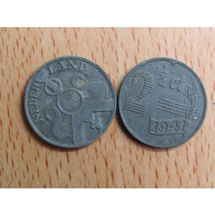 Netherlands 1941 2 1/2 Cents Coin