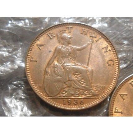 2 x 1936 George V farthing.