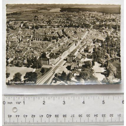old postcard Wolfenbüttel, Luftbild