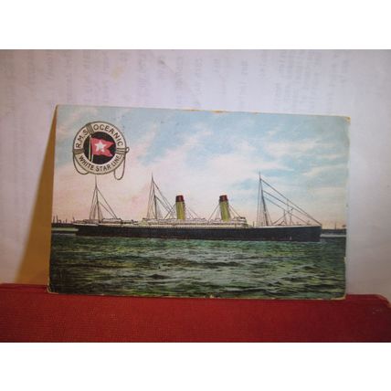 'R.M.S. OCEANIC' WHITE STAR LINE STEAM SHIP used antique postcard c.1906 pm =